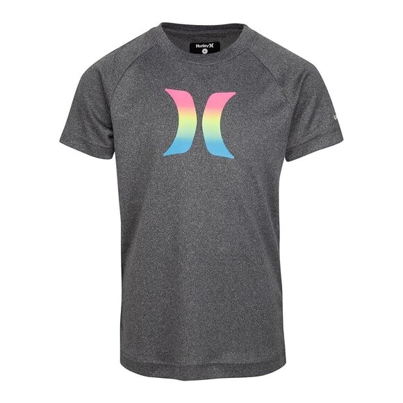 Hurley Boys' UPF 50+ Rash Guard Swim Shirt, Grey, New W/O Tag - Picture 2 of 6